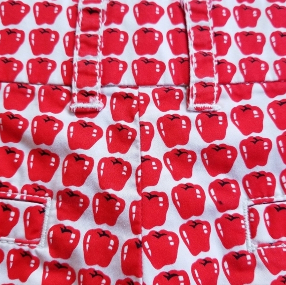 J.Crew Red And Cream Apple Print Shorts Size 4 - Picture 5 of 10